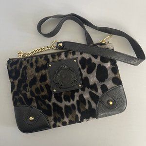 Juicy Couture Grey Leopard Velour Crossbody Bag